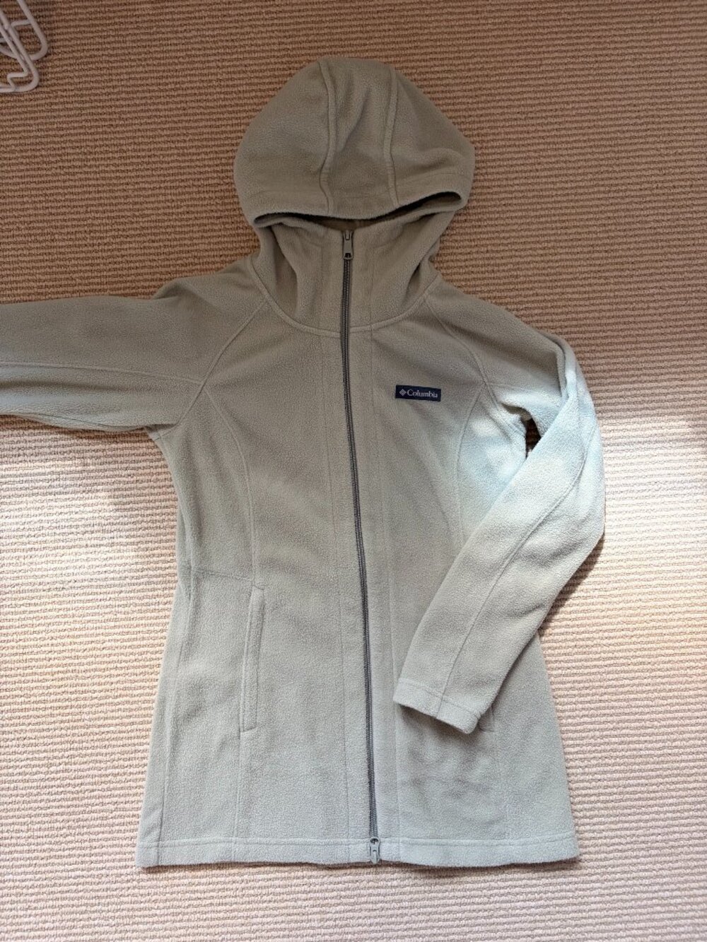 Columbia Light Green Long Hooded Full-Zip Fleece Jacket XS
